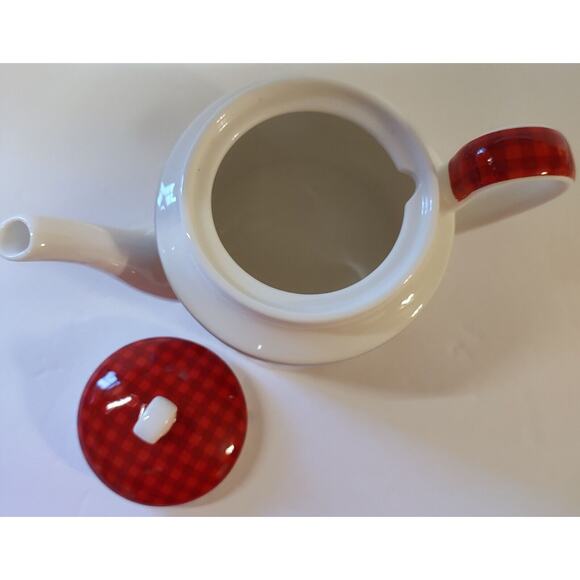 Stechcol Gracie China Red Plaid Red Car Christmas Teapot 4 Cup Dishwasher Safe - Picture 5 of 7